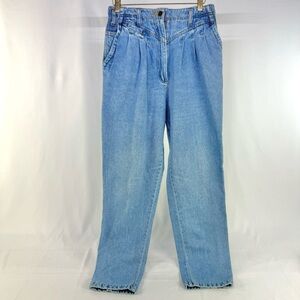 Vintage Together Pleat Front high waist jeans with sweater pocket and patch 6